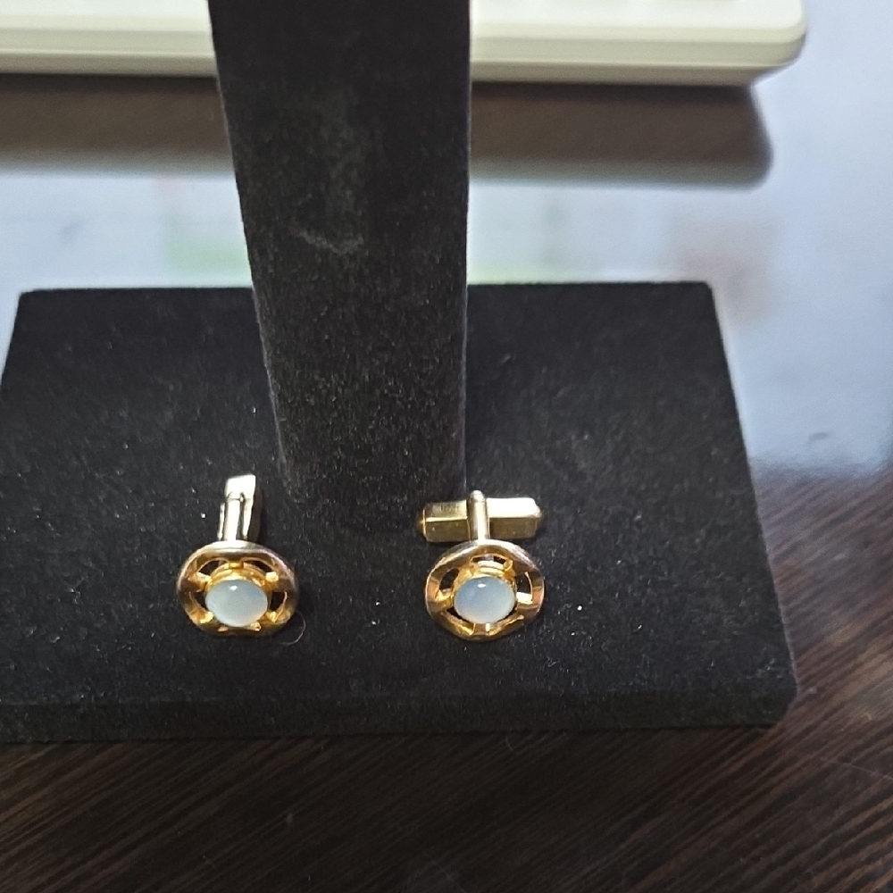 Vintage Gold and White Cufflinks